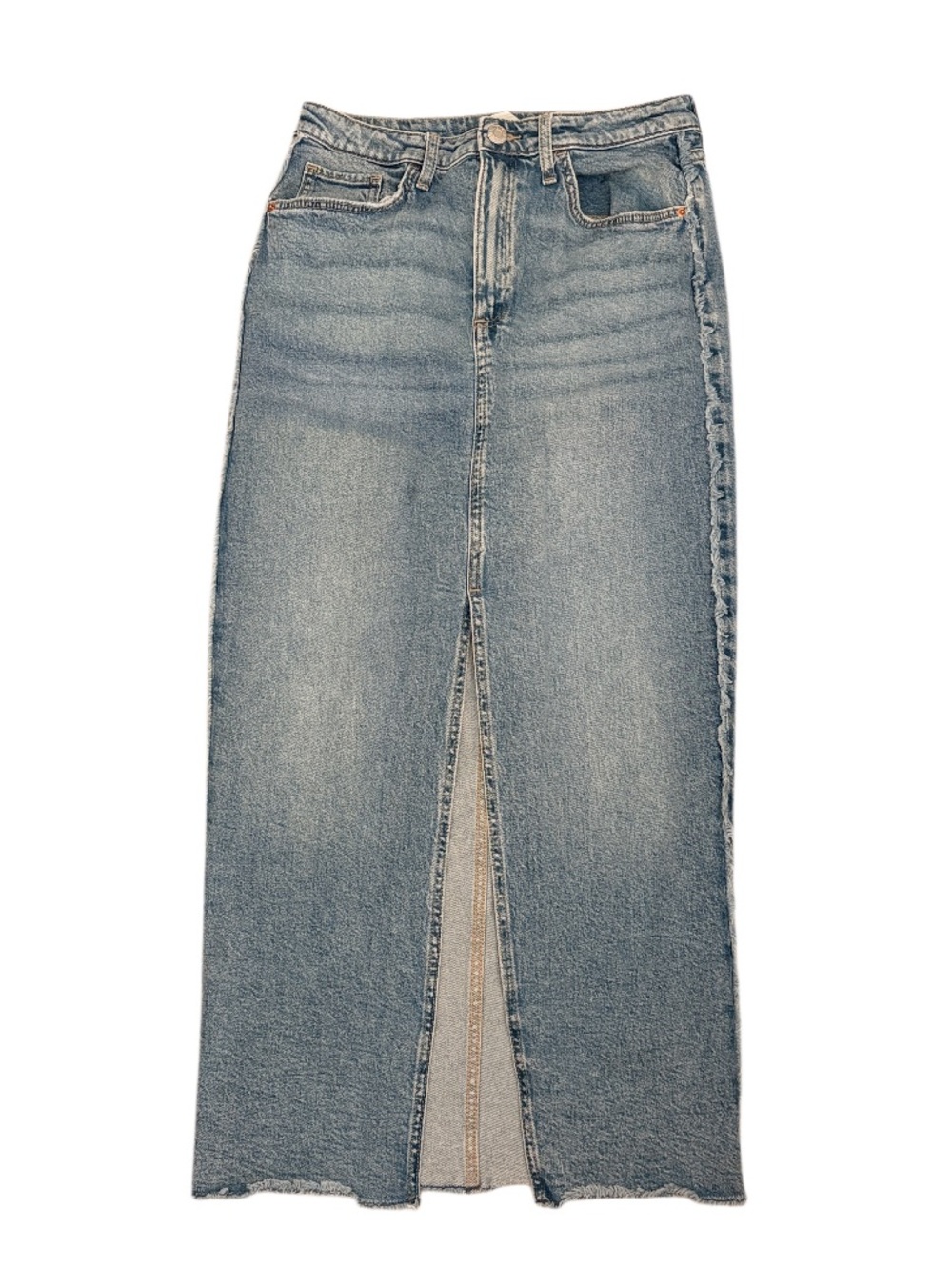 H&M Light Blue Denim Midi Skirt with Front Slit